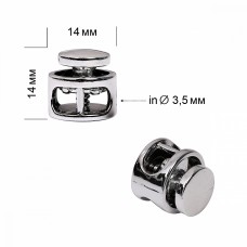 Фиксатор пластиковый для шнура TBY.0324 (14х14мм, 2 отв.3,5мм) цв.никель уп. 100шт