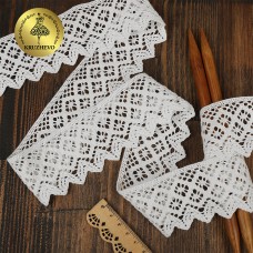 Кружево хлопковое KRUZHEVO 50мм TR.1003 цв.01 белый, уп.10м