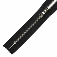 Молния MaxZipper мет. N3 никель шлиф.звено, 18см н/р  цв.F322 черный уп.2шт