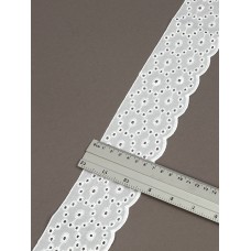 Кружево шитье хлопок KRUZHEVO TBY.0638 шир.70мм цв.01 белый, уп.2,7м