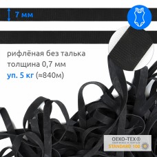 Резинка латексная рифленая евро 07мм, толщ.0,7мм TBY-48424 цв. черная уп.5кг