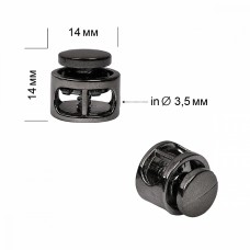 Фиксатор пластиковый для шнура TBY.0324 (14х14мм, 2 отв.3,5мм) цв.черный никель уп. 100шт