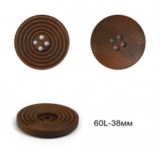 Пуговицы деревянные TBY.R503 цв.коричневый 60L-38мм, 4 прокола, 20 шт