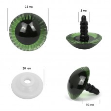 Глаза живые 25мм с фиксатором НК.11340 цв.зеленый уп.30шт