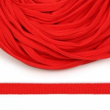 Шнур плоский полиэфир 12 мм классическое плетение цв.цв.113 красный уп.50 м