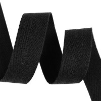Тесьма киперная 25 мм хлопок 2,5г/см TBY.CT25322 цв.F322 черный  уп.10м