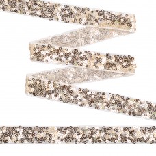 Тесьма с пайетками TBY на сетке  TDF02021 шир.20мм цв.белый+золото уп.17,82м