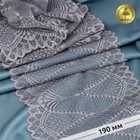 Кружево-стрейч KRUZHEVO TBY.30200 шир.190мм цв.17 серый уп.3м