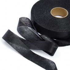 Лента Idealtex нитепрошивная клеевая по долевой 25мм 45г/м² в инд.упаковке черный 4725B рул.100м