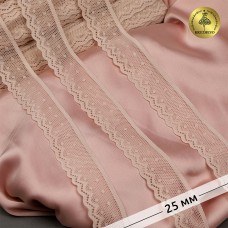 Кружево-стрейч KRUZHEVO TBY.8028 шир.25мм цв.L168 серебристый пион уп.5м