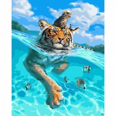 Картины по номерам GX30145 Тигр с котенком 40х50 см