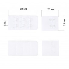 Застежка с крючками 3х2 для бюстгальтера TBY-75320 2,5см цв.белый уп.10шт