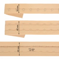 Крючки на ленте 2 ряда на мягкой основе шир.40мм TBY-82650 цв.бежевый уп.1м