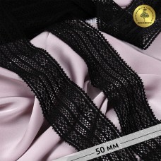 Кружево-стрейч KRUZHEVO TBY.8035 шир.50мм цв.02 черный уп.10м