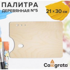 Палитра деревянная, прямоугольная, N 5, 20 х 30 см, МИКС