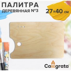 Палитра деревянная прямоугольная N 3, 27 х 40 см, МИКС