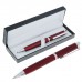 Ручка подарочная, шариковая Эспрессо в кожзам футляре, поворотная, бордовый/серебристый