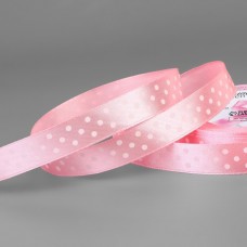 Лента атласная «Горошек», 15 мм × 23 +- 1 м, цвет розовый N004