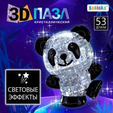 3D пазл «Панда», кристаллический, 53 детали, световой эффект, цвета МИКС