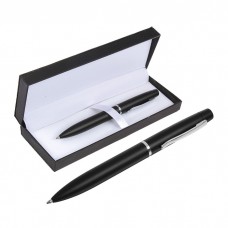 Ручка подарочная, шариковая Графит в кожзам футляре, поворотная, чёрно-серебристый корпус
