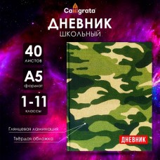 Дневник универсальный для 1-11 классов, Хаки, твердая обложка 7БЦ, глянцевая ламинация, 40 листов