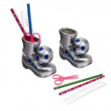 Настольный набор детский, Ботинок с мячом из 5 предметов: подставка, ножницы, линейка, 2 карандаша, МИКС