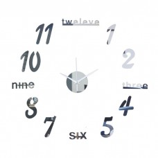 Часы-наклейка, серия: DIY, Эмин, d-50 см, сек.стрелка 13 см, цифры 7.5 х 5 см, АА, серебро