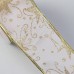 Лента атласная с металлической нитью «Узоры со звездой», 60 мм, 9 +- 0,5 м, цвет белый/золотой