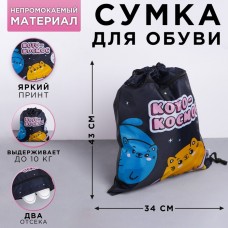 Мешок для обуви с дополнительным карманом «Котокосмос»  размер 30 х 40 см