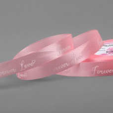 Лента атласная «Forever love», 15 мм × 23 +- 1 м, цвет розовый