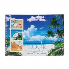Альбом для рисования А4, 60 листов на гребне Пляж, обложка мелованный картон, блок 100 г/м2