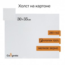 Холст на картоне Calligrata, хлопок 100%, 30 х 35 см, 3 мм, акриловый грунт, мелкое зерно, 280 г/м2