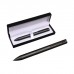 Ручка подарочная, шариковая Статус в кожзам футляре, поворотная, корпус серый, матовый