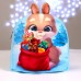 Новогодний плюшевый детский рюкзак «Заяц с подарками», 24×24 см, на новый год