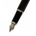Ручка подарочная перьевая в кожзам футляре, корпус черный с серебром