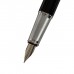 Ручки подарочные, 2 штуки, в кожзам футляре (перьевая и шариковая), ПБ IM, чёрная/серебро