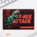 Блокнот-раскраска, трафарет, цветные мелки, линейка T-REX ATTACK