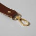 Ручка для сумки из натуральной кожи, регулируемая, с карабинами, 125 +- 2 см × 2,5 см, цвет коричневый/золотой