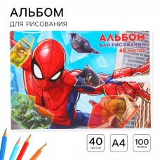 Альбом для рисования А4, 40 листов 100 г/м², на склейке, Человек-паук