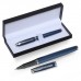Ручка подарочная роллер, в кожзам футляре, корпус синий, серебро