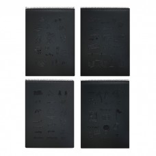 Скетчбук А4, 30 черных листов на гребне, Паттерн, твердая подложка, плотность 110 гр., МИКС