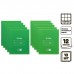 Комплект тетрадей из 10 штук, 12 листов в клетку Calligrata Однотонная Классическая. Зелёная, обложка мелованная бумага, ВД-лак, блок N2, белизна 75% (серые листы)