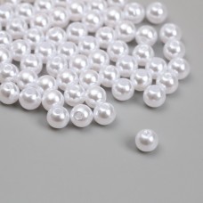 Бусины для творчества пластик Жемчуг белый d=0,6 см набор 500 гр