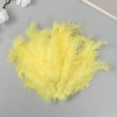 Перо декоративное гусиное пуховое Жёлтое набор 40 шт h=10-15 см