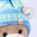 Мягкая игрушка Little Friend, новогодний мишка в шапке и шарфе, цвет голубой