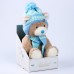 Мягкая игрушка Little Friend, новогодний мишка в шапке и шарфе, цвет голубой