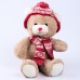 Мягкая игрушка Little Friend, новогодний мишка в шапке и шарфе, цвет розовый