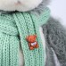 Мягкая игрушка Little Friend, новогодний мишка с зелёным шарфом, цвет светло-серый