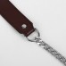 Ручка для сумки, с плоскими цепочками и карабинами, 120 × 3 см, цвет коричневый/серебряный