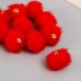 Декор для творчества искусственный мех Шарик красный  набор 10 шт, d=2 см